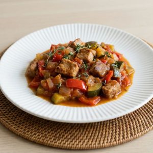 Pisto de verduras con magro